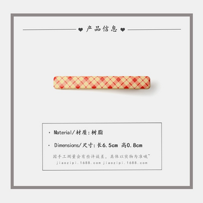 GJ2008甜美優雅日系少女心紅色格子波點側邊髮夾2024.06.04