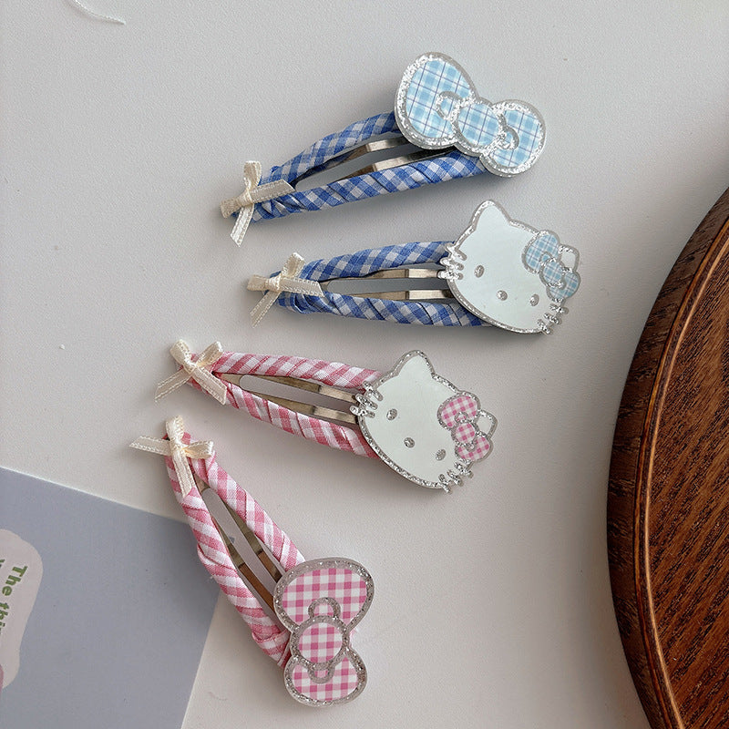 CJ0718甜美繞布格子大號可愛劉海髮夾2025.07.18