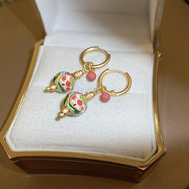EK0714新中式圓形荷葉蓮花吊墜耳環2024.07.02