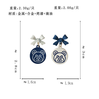 BJ4397自主設計蝴蝶結小熊S925銀針耳釘2025.07.22