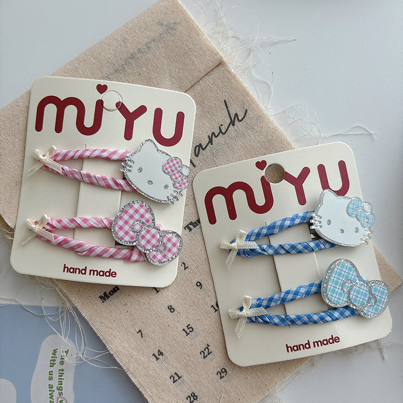 CJ0718甜美繞布格子大號可愛劉海髮夾2025.07.18