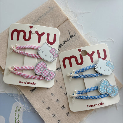 CJ0718甜美繞布格子大號可愛劉海髮夾2025.07.18