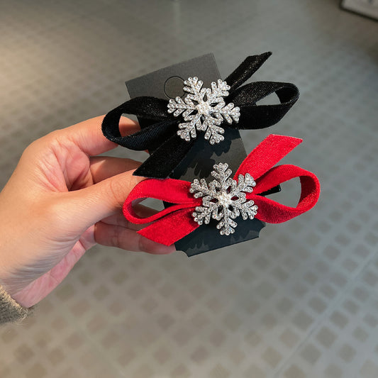 AD1441閃鑽雪花聖誕蝴蝶結髮夾2023.12.19
