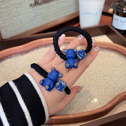 AD6593克萊因藍色小熊愛心領結方塊髮圈2024.12.13