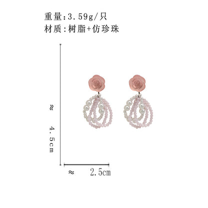 BJ5139夏日粉色花朵可愛珍珠S925銀針耳釘2025.07.22