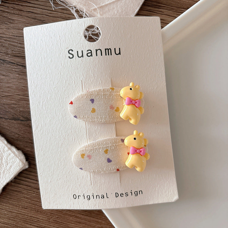 CJ0730韓版甜美百搭布藝格紋兒童刺繡可愛櫻桃髮夾2025.07.25