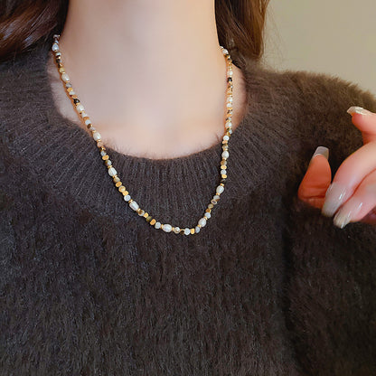 EM2345復古美拉德淡水珍珠瑪瑙串珠項鍊2024.03.14