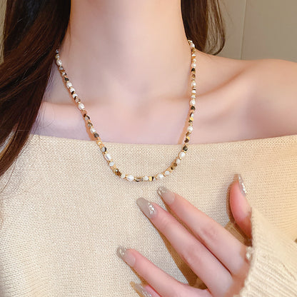 EM2345復古美拉德淡水珍珠瑪瑙串珠項鍊2024.03.14