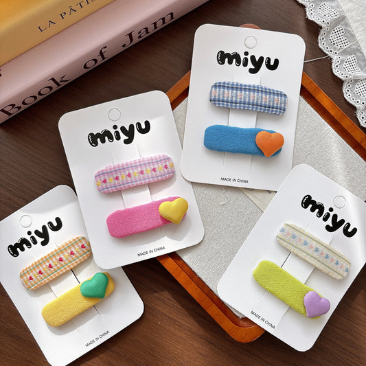 CA0421韓版春夏多巴胺彩色愛心劉海兒童百搭側邊甜美髮夾2026.04