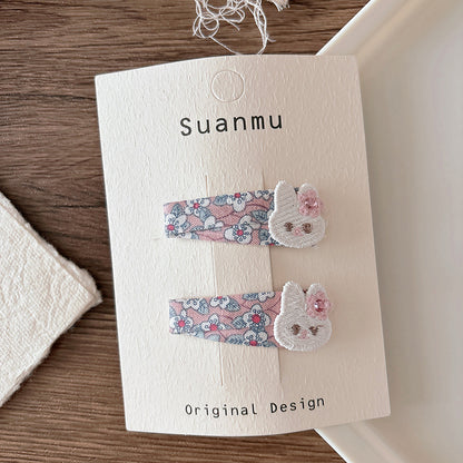 CJ0730韓版甜美百搭布藝格紋兒童刺繡可愛櫻桃髮夾2025.07.25