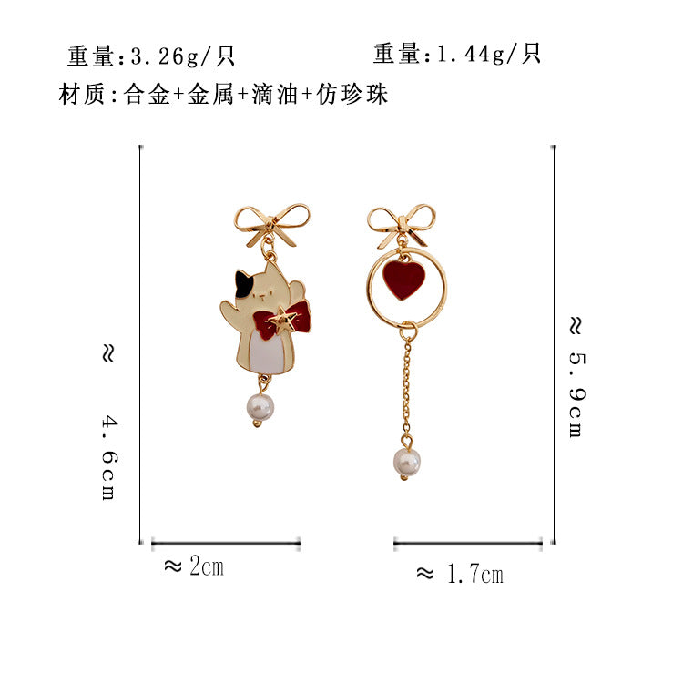 BJ6063自主設計萌趣蝴蝶結猫咪愛心S925銀針耳釘2023.06.13