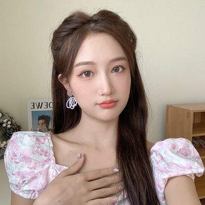 BJ5139夏日粉色花朵可愛珍珠S925銀針耳釘2025.07.22