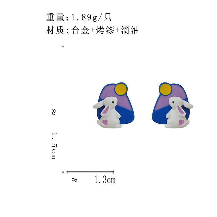 BM6816原創設計可愛撞色立體小白兔S925銀針耳釘2023.05.23