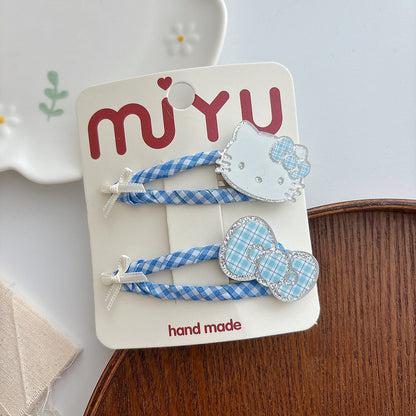 CJ0718甜美繞布格子大號可愛劉海髮夾2025.07.18