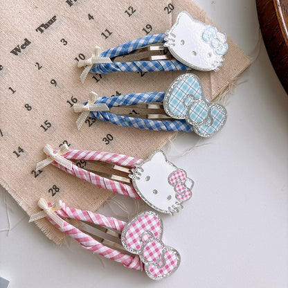 CJ0718甜美繞布格子大號可愛劉海髮夾2025.07.18