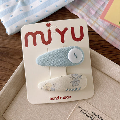 CJ0622韓版甜美海鹽藍碎花布藝蝴蝶結少女心髮夾2025.07.18