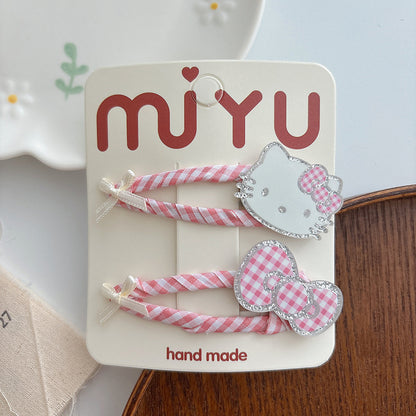 CJ0718甜美繞布格子大號可愛劉海髮夾2025.07.18