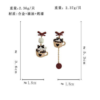 BM5655自主設計萌萌噠茶杯小猫咪S925銀針耳釘2023.05.16