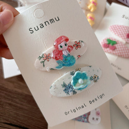 CJ0730韓版甜美百搭布藝格紋兒童刺繡可愛櫻桃髮夾2025.07.25