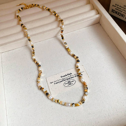 EM2345復古美拉德淡水珍珠瑪瑙串珠項鍊2024.03.14