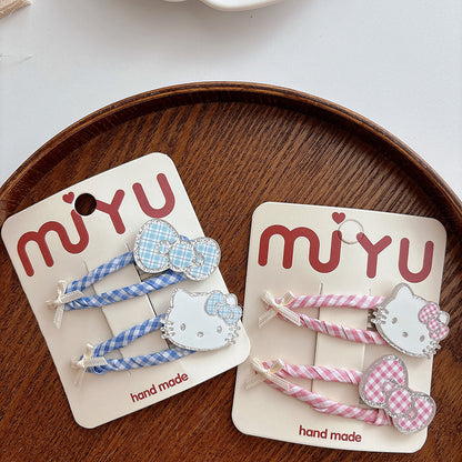 CJ0718甜美繞布格子大號可愛劉海髮夾2025.07.18