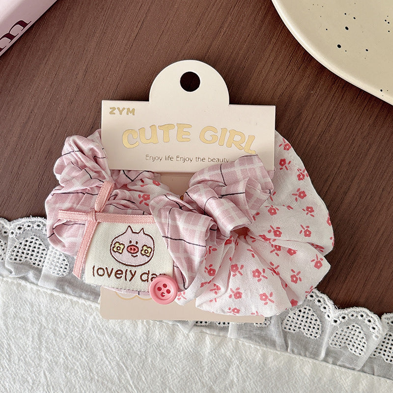 CA6136韓版波點蝴蝶結甜美藍粉色百搭格紋女孩馬尾大腸髮圈2026.04