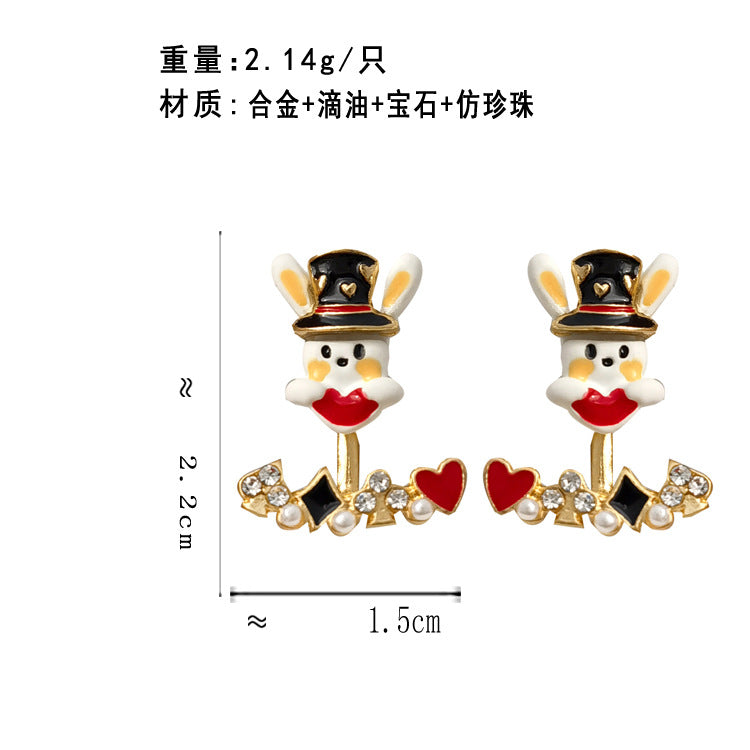 BD7733原創個性趣味一款兩戴卡通魔術兔子設計S925銀針耳環2024.12.03