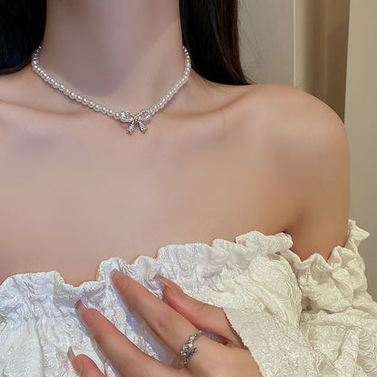 EN2080法式復古珍珠鑲鑽蝴蝶結項鍊2024.05.21