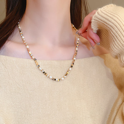 EM2345復古美拉德淡水珍珠瑪瑙串珠項鍊2024.03.14