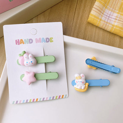 ✨清倉特賣✨ AJ0634甜美多巴胺彩色兔子星星一字髮夾2個2023.06.30