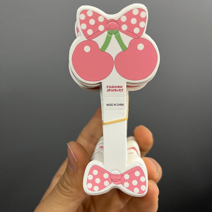 KP8284髮飾配件-櫻桃髮圈對折卡紙 櫻桃領結展示卡頭