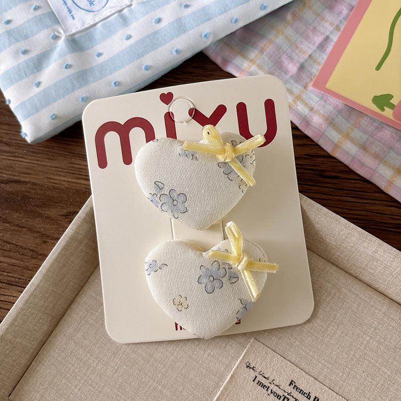 CJ0622韓版甜美海鹽藍碎花布藝蝴蝶結少女心髮夾2025.07.18