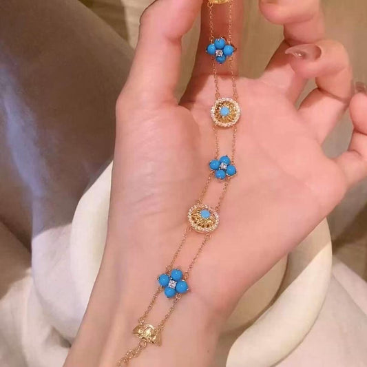 EA5659中古風輕奢鋯石圓形花朵手鏈2026.04