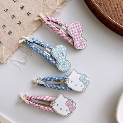 CJ0718甜美繞布格子大號可愛劉海髮夾2025.07.18