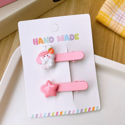 ✨清倉特賣✨ AJ0634甜美多巴胺彩色兔子星星一字髮夾2個2023.06.30