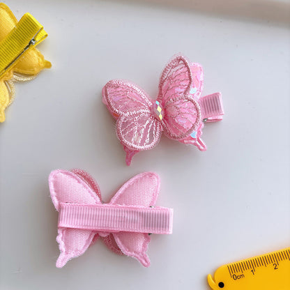 CK0714可愛亮片刺繡雙層彩色蝴蝶女童髮夾2024.07.09