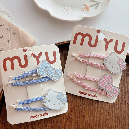 CJ0718甜美繞布格子大號可愛劉海髮夾2025.07.18