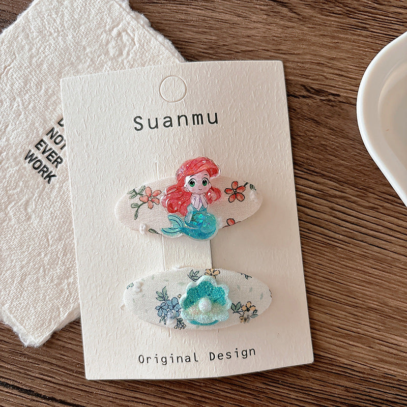 CJ0730韓版甜美百搭布藝格紋兒童刺繡可愛櫻桃髮夾2025.07.25