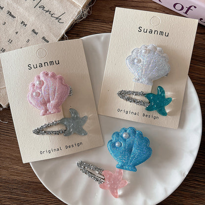 CJ0728韓系海洋公主清爽海星貝殼兒童夾髮2025.07.25