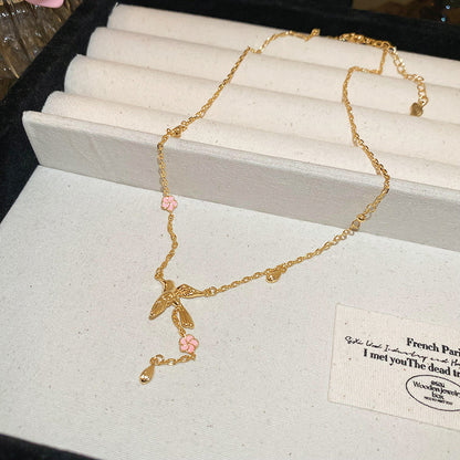 EN2015燕子滴油花朵氣質項鍊套裝2024.05.21