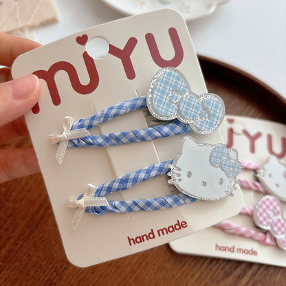 CJ0718甜美繞布格子大號可愛劉海髮夾2025.07.18