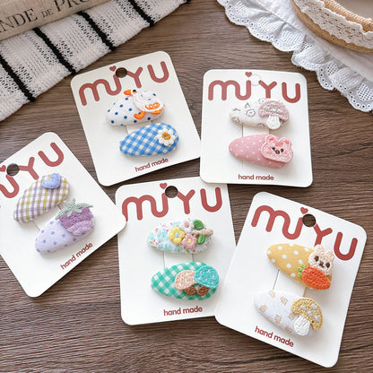 CA0808兒童刺繡布藝髮夾女童側邊水果碎髮夾2026.08