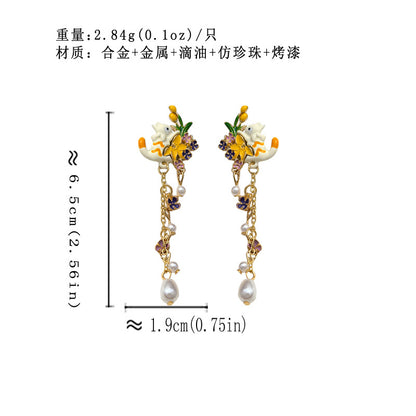 BD7726原創ins風鬱金香花朵珍珠兔子S925銀針耳釘2024.12.03
