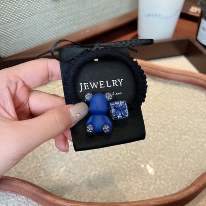 AD6593克萊因藍色小熊愛心領結方塊髮圈2024.12.13