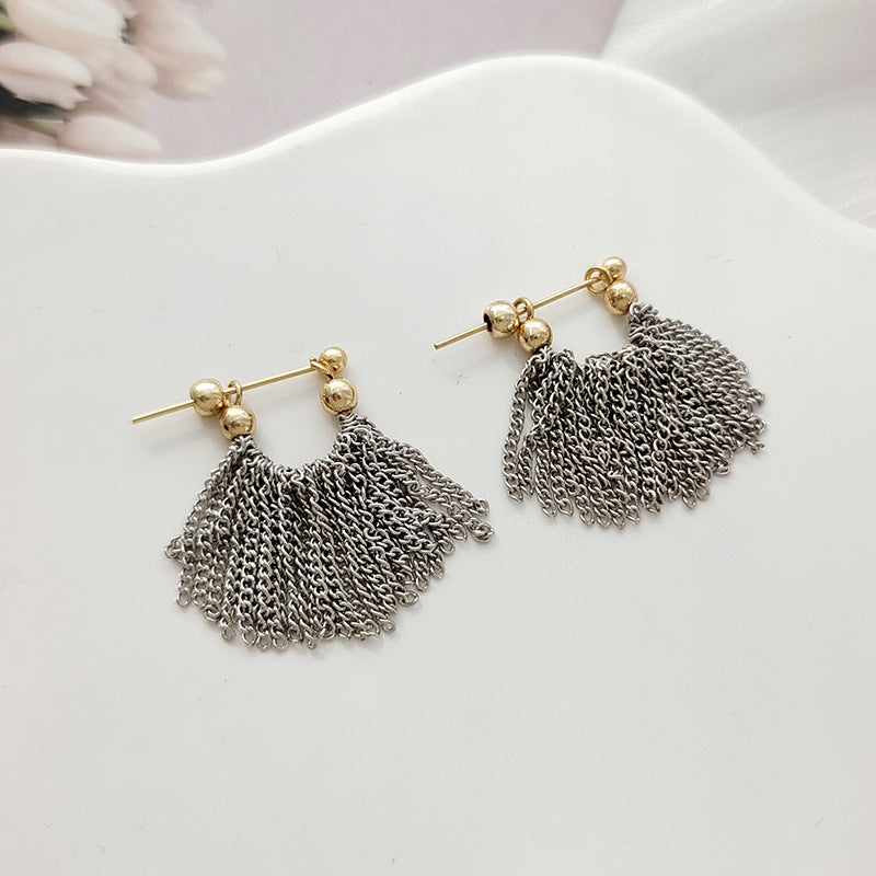 BA7340歐美金屬感鏈條流蘇耳環2024.04.09