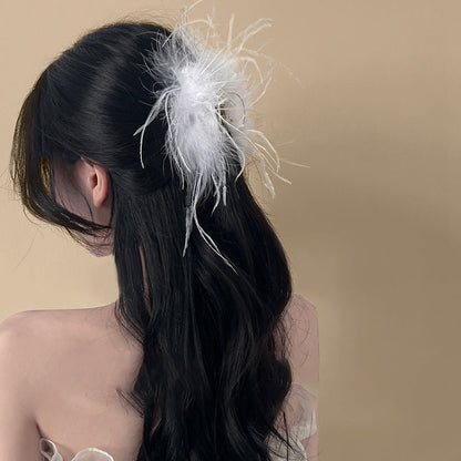 HO2399超仙白色鴕鳥毛髮夾2022.10.18