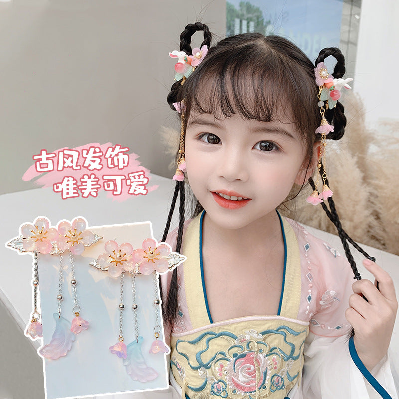 CA5014漢服頭飾兒童花朵鹿角流蘇髮夾2023.04.11