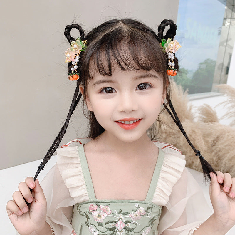 CA5014漢服頭飾兒童花朵鹿角流蘇髮夾2023.04.11